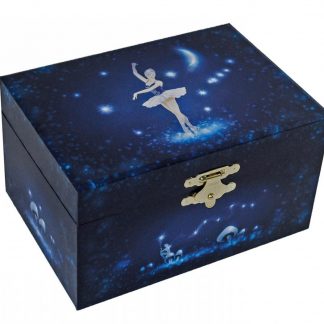 Caja de música Bailarina Azul Estrellas cajita musica joyero swan lake