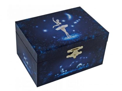 Caja de música Bailarina Azul Estrellas cajita musica joyero swan lake