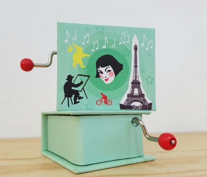 Libro manivela musical La Valsa D'Amélie Poulain: verde caja de música