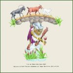 Postal "T" de Three Little Goats postal conto de fadas