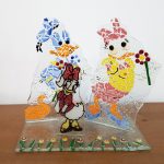 Belén alternativo: Vidrio grabado/pintado a mano Pato Donald y Margarita