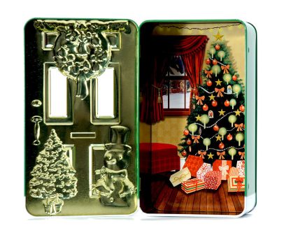 Lata Puerta Verde Navideño: pequeña 15cm tin silver crane