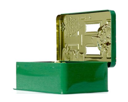 Lata Puerta Verde Navideño: pequeña 15cm tin silver crane