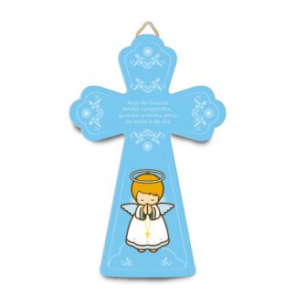 Cruz 3D Oración del ángel de la guarda azul cruz anjo da guarda menino little drops of water
