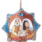 Colgante Estrella Belén de Navidad en tela: artesanía Ucrania