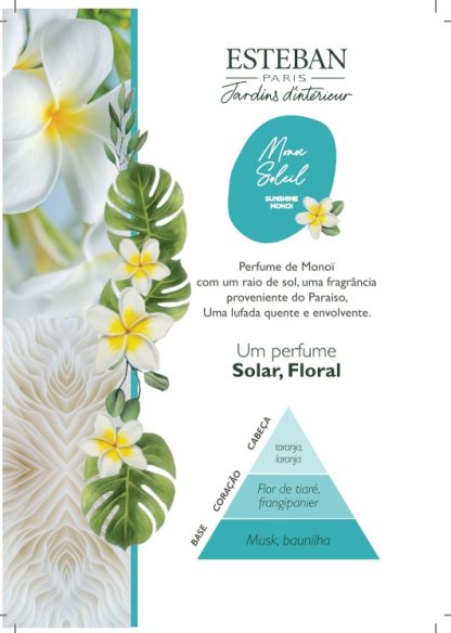 bio natural esteban paris parfums mikado difusor Monoï soleil Bougie parfumée rechargeable 180g bms-004 vela perfumada soya