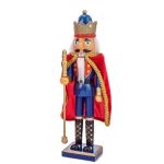 c5885 king rei nutcracker quebra nozes natal Cascanueces de madera Rey con Coroa y Capa Azul: 38cm