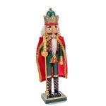 c5885 king rei nutcracker quebra nozes natal Cascanueces de madera Rey con Coroa y Capa Verde: 38cm