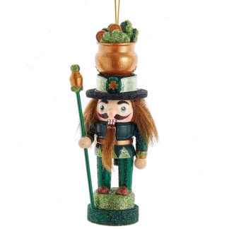 Colgante de madera Nutcracker de la Suerte: 15cm HA0597 6" Hollywood Nutcrackers™ Irish Nutcracker Ornament irish boa sorte trevo fortuna nutcracker quebra nozes natal