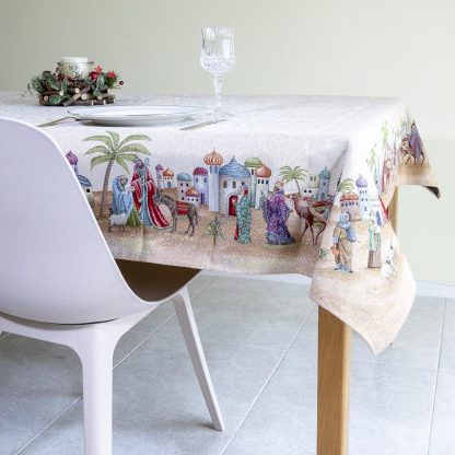 jacquard textile mesa textil made in spain navidad belenes belénes pasqua mantél manteles runner corredor de mesa camino de mesa cojin cojines natal