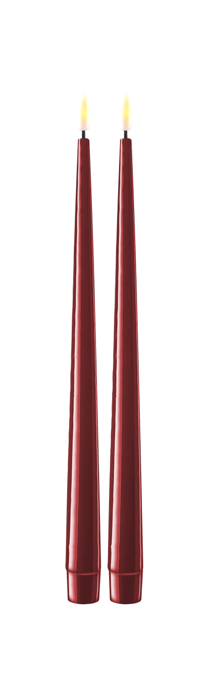 Pack 2 Velas Led Shiny Rojo Burdeos (casi marrón): 28cm X 2,2 cm velas led deluxe homeart