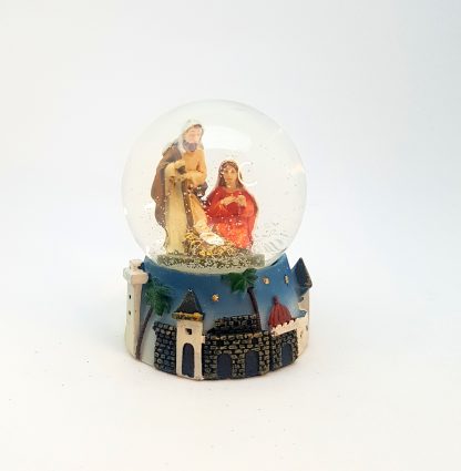 Globo de nieve 9cm Murallas Sagrada Familia: Maria con Cubierta Blanca