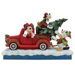 Mickey, Minnie, Goofy y Donald: Furgoneta Navideña Roja Fab 4 with Red Truck & Tree Figurine 6010868 disney traditions jim shore mickey minnie