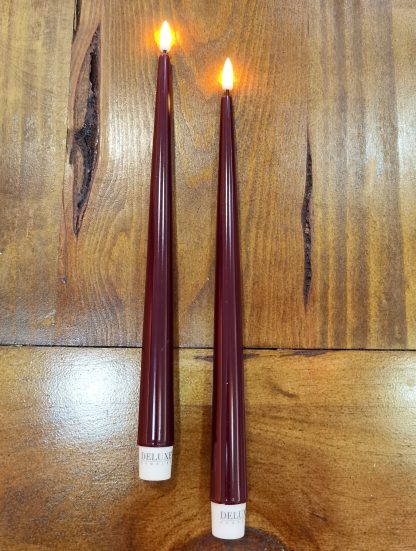 Pack 2 Velas Led Shiny Rojo Burdeos (casi marrón): 28cm X 2,2 cm velas led deluxe homeart