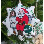 Colgante Estrella Papá Noel y Niña en tejido: Artesanía Ucrania