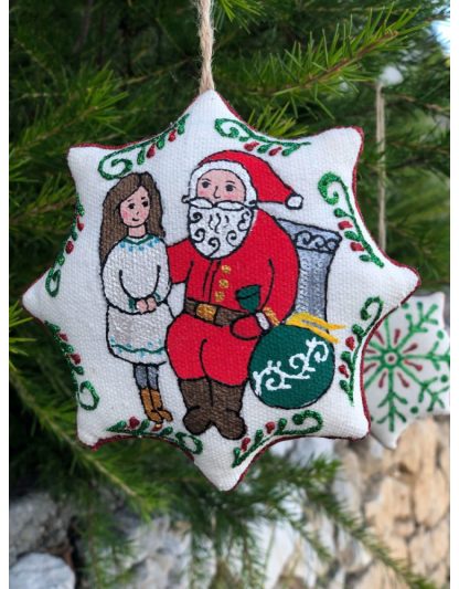Colgante Estrella Papá Noel y Niña en tejido: Artesanía Ucrania