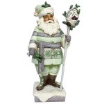 6011614 – Papá Noel 23cm Winter Wonderland con Hojas Verdes  Woodsy Santa Figurine 6011614 The White Woodland Collection jim shore heartwood creek pai natal
