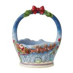 6011886 – Cesta de Navidad de doble cara: Trineo de Papá Noel  Two-sided Christmas Basket 6011886 Traditional Heartwood Creek jim shore cesta pai natal heartwood creek bomboneira