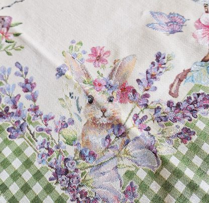 almofada jacquard páscoa coelho algodão mantél cojin cojines pascua conejo mande in spain semana blanca flores primavera decoración hogar decoração casa têxtil