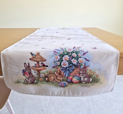almofada jacquard páscoa coelho algodão mantél cojin cojines pascua conejo mande in spain semana blanca flores primavera decoración hogar decoração casa têxtil
