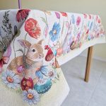 almofada jacquard páscoa coelho algodão mantél cojin cojines pascua conejo mande in spain semana blanca flores primavera decoración hogar decoração casa têxtil