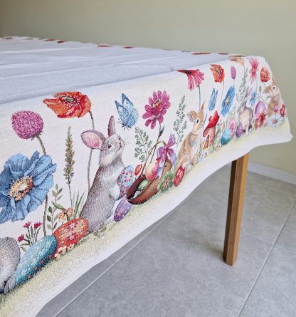 almofada jacquard páscoa coelho algodão mantél cojin cojines pascua conejo mande in spain semana blanca flores primavera decoración hogar decoração casa têxtil
