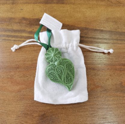 Coração grande Verde em saco de Linho aroma Jasmim corazón yeso agostinha flor