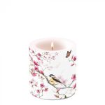 Vela Pequeña: Pajarito y Cerezo en Flor Candle small Bird & blossom whiteArticle number19211215 vela decorada flores