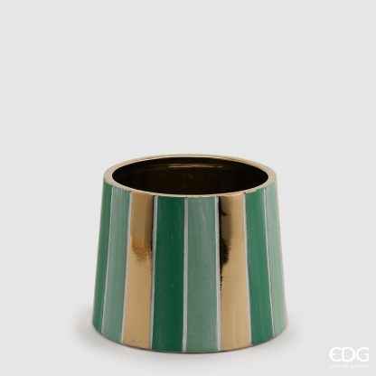vaso bicolor stripes edg enzo de gasperi 016454,70 vaso tarro jarron mesa verde