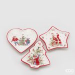 Plato aperitivo Corazón (Escena navideña en la nieve): 16cm STAR/HEART/ PINE PLATES (3ASS)H16 C2COD. 685099,720 enzo de gasperi edg natal plato prato de natal navidad