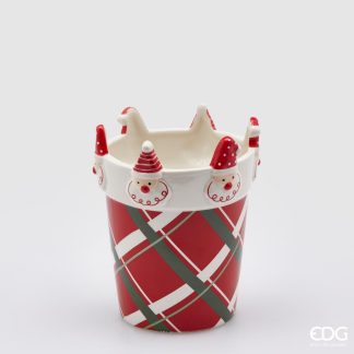 Jarrón de cerámica Cuadraditos y Papá Noel: 17cmX13.5cm BABBO QUADRI VASE H17 D13,5 C3COD. 020509,740 vaso jarro jarrón tarro navidad belen papá noel pai natal natal mesa