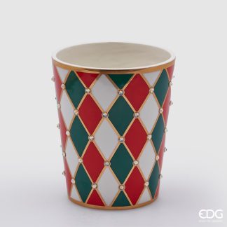 Jarrón de cerámica Diamantes Rojo y Verde: 17cmX14cm RHOMBUS VASE SVAS.H17 D14 C3COD. 020649,740