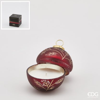 Vela Bola de Navidad Roja Bayas en vidrio 8cm CANDLE W/GLASS SPHERE BERRIES D8 C2 COD. 613597,010 VARIATION OUD edg enzo de gasperi vela natal bola de natal vela navidad mesa