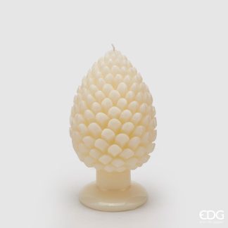 Vela Decorativa Piña Marfil con Base: 20X11cm PINECONE CANDLE W/BASE H20 D11 C1 COD. 613708,010 VARIATION GOLD vela decorativa navidad natal pino piña pinha edg enzo de gasperi mesa natal 