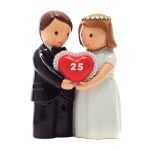 Casal noivos c/coração vermelho "25"Referência 17538 topo de bolo topo bastel boda casamento novios noivos