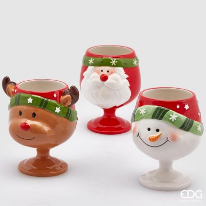 Cáliz de cerámica 13X10cm Papá Noel CHALICE BABB/UOM/RENNA(3ASS)H13 D10 C3COD. 020451,950 porcelana tea for one edg enzo de gasperi natal navidad christmas tetera solitaria bule solitário bule egoísta natal navidad santa cçaus papá noel pai natal vaso de navidad caneca de natal taza