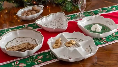 prato bolo sobremesa natal navidad brandani mesa filodoro serviço de jantar louça mesa base para quentes chávenas tazas tempo di festa 53291
