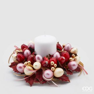 HOLLY WREATH W/ BERRIES D20 C2 COD. 685196,420 VARIATION RED GOLD edg enzo de gasperi centro de mesa navidad vela natal