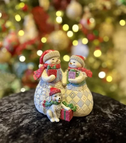 Snowman Couple with Puppy Figurine6012938