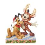 Mickey & Pluto Christmas Figurine6013059 disney traditions natal navidad