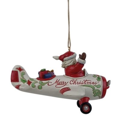 Santa In Airplane Hanging Ornament6012970jim shore heartwood creek pai natal papá noel navidad avión aviador