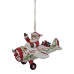 Santa In Airplane Hanging Ornament6012970jim shore heartwood creek pai natal papá noel navidad avión aviador