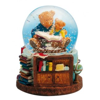 43601 snow globe reading bear music box globo de neve snowglobe caixa de música