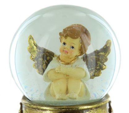 Schneekugel 100 mm sitzender Engel gold II 62063 snow globe sitting angelglobo de neve bola de nieve ángel anjo da guarda musical caixa de música natal navidad caja de música