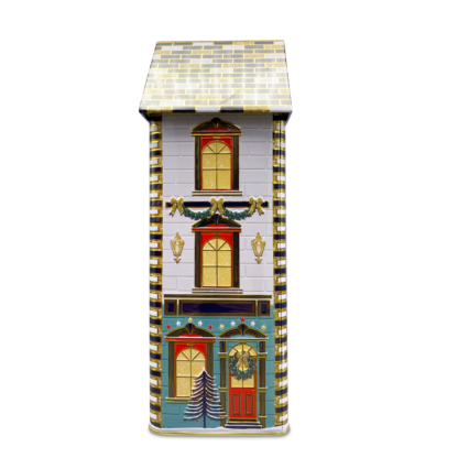 "Townhouse" Red retro nostalgia style Tin jar Silver Crane lata natal casa silver crane