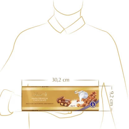 Chocolate Lindt De Leite Com Avelãs Gold Tablete 300g tablete Tableta de Chocolate Gama Oro Leche Avellanas 300g - Lindt