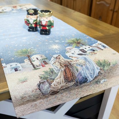 jacquard toalha caminho de mesa runner natal navidad mantel camino de mesa presépion sagrada família cojine almofada natal presépio