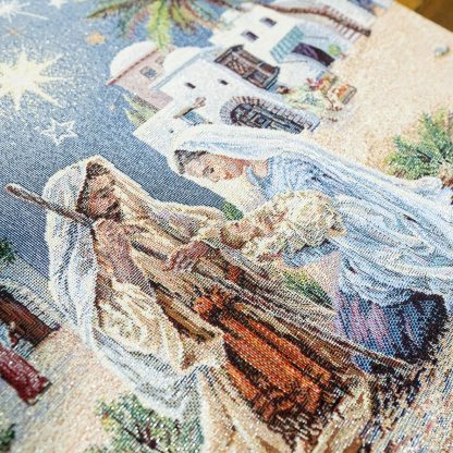 jacquard toalha caminho de mesa runner natal navidad mantel camino de mesa presépion sagrada família cojine almofada natal presépio
