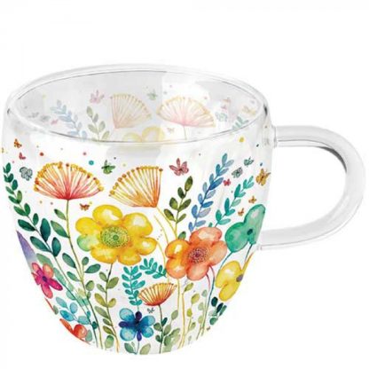 Double-walled glass Vibrant spring whiteArticle number14418430 caneca flores vidro