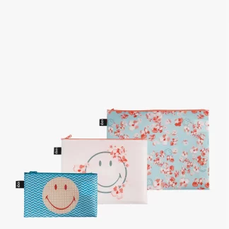 SmileyBlossom & Geometric Recycled Zip PocketsZP.SB.R